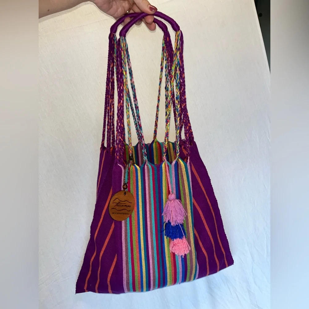 Colorful Striped Tote Bag - Picture 3 of 8
